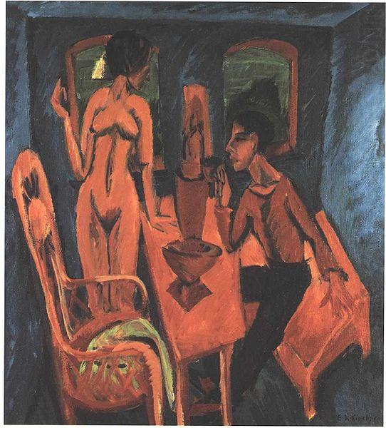 Tower room - Selfportrait with Erna, Ernst Ludwig Kirchner